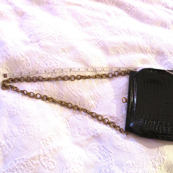 Vintage Roger Vivier black patent shoulder bag with chain strap - Picture 3 of 5